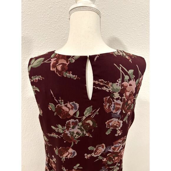 Lauren Ralph Lauren Womens Wine Floral Color Sz 16 Crinkle Georgette Shift Dress - Picture 7 of 9